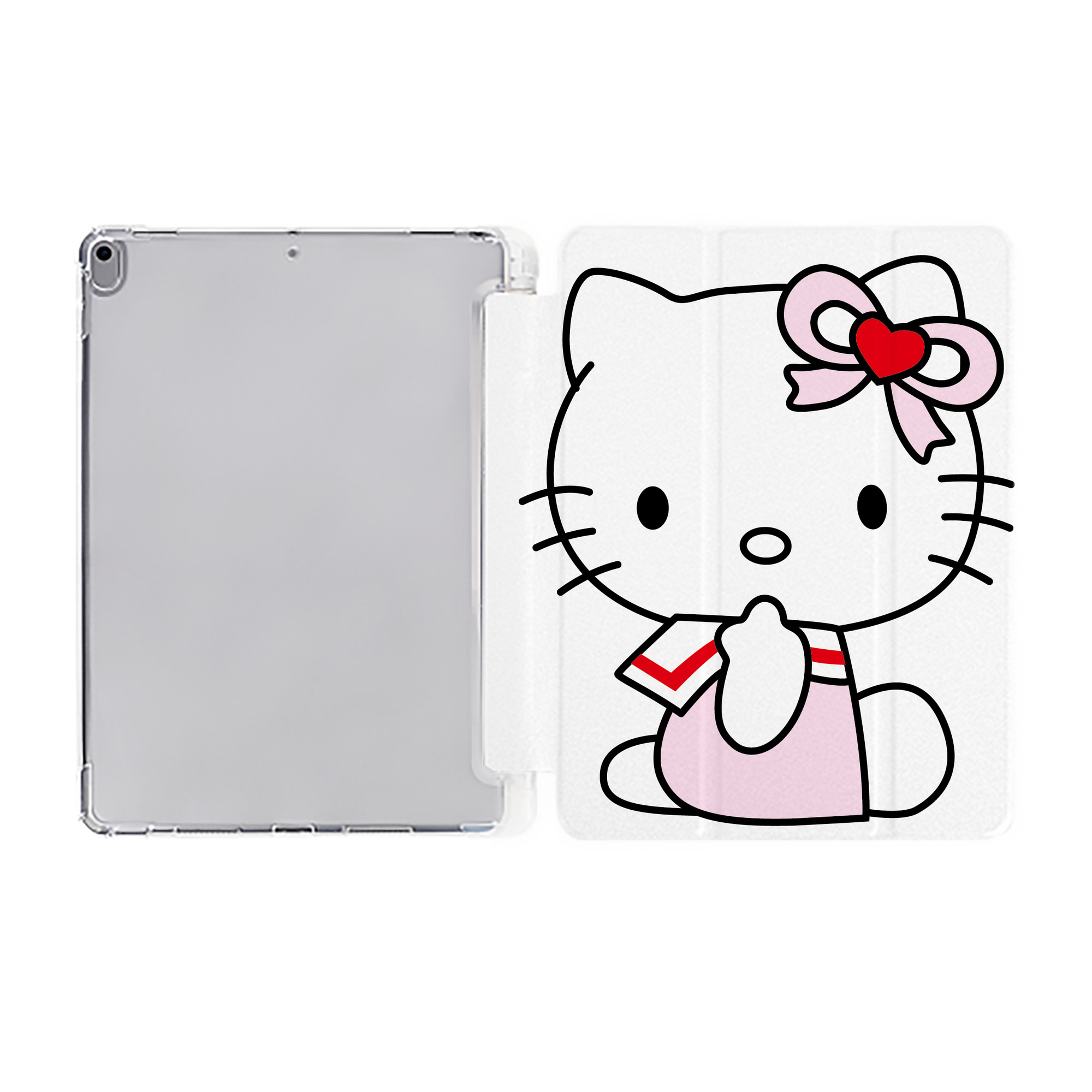 （画像用） Hello Kitty ハローキティ IPad ケース ペン収納付き 三つ折りスタンド PUレザー×シリコン 対応機種9.5/10.5/10.9インチ